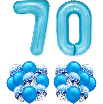 Balónek Sada MODRÁ k 70. NAROZENINÁM 100cm VELKÉ balónky