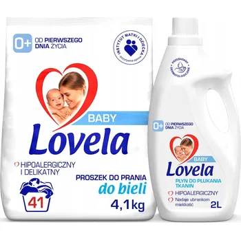 Prací prášek Prací prostředek a aviváž Lovela na bílé prádlo 4,1 kg prášek + 2 l aviváž