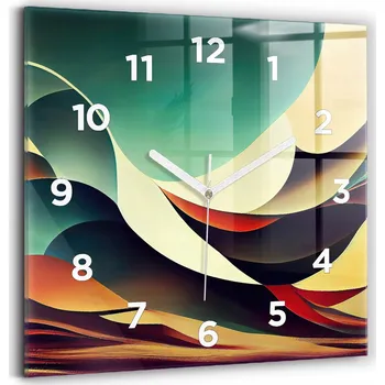 Hodiny Čtvercové Skleněné Nástěnné Hodiny do Kanceláře Abstraktní Linie Pozadí 30x30 cm