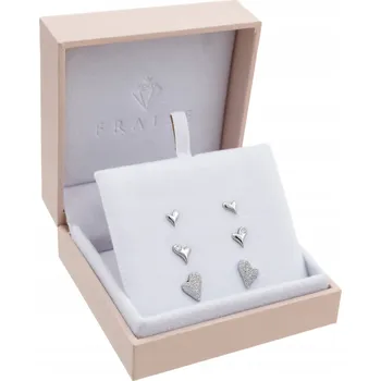 Náušnice Fraise Stříbrné 925 SRDÍČKA se zirkony náušnice puzetky 3 PÁRY