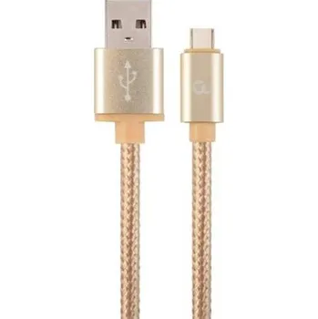 Datový kabel GEMBIRD CABLEXPERT Kabel USB 2.0 AM na Type-C kabel (AM/CM), 1,8m, opletený, zlatý, blister CCB-MUSB2B-AMCM-6-G