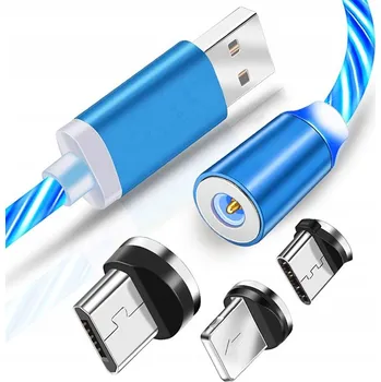 Datový kabel Kabel Interlook USB - USB typ C / microUSB / Lightning 1 m modrý