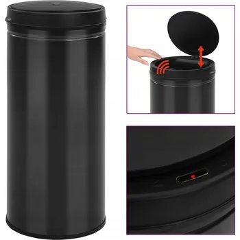 Odpadkový koš Automatický odpadkový koš s senzorem, 80 l, ocel, černý