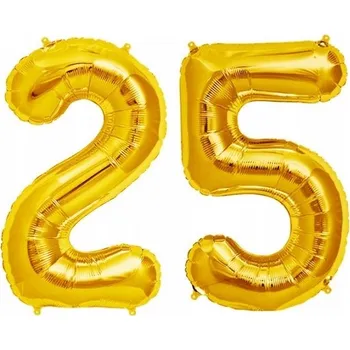 Balónek Balónky fóliové číslice 2 a 5, 100 cm, zlaté