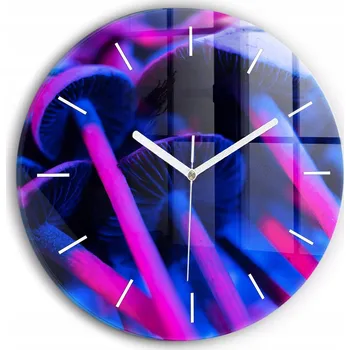 Obraz Tichá skleněná nástěnná hodina Magické barevné houby kulatý průměr 30 cm