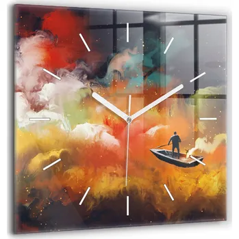 Hodiny Velké Skleněné Hodiny s Obrazem Tiché Nástěnné Do Ložnice Kanceláře Abstraktní