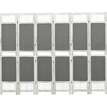 Paraván Paraván 6dílný, šedý, 210 x 165 cm, textil