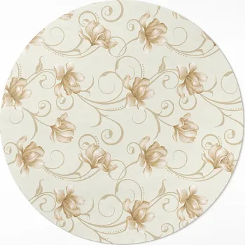 Koberec Kulatý Koberec Vinyl PVC ⌀ 70 cm Krásné květiny rostliny v ornamentálním stylu