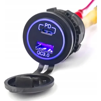 USB C+A Nabíječka QC 3.0 PD MODRÁ 36W ZAPUŠTĚNÁ s Rychlým Nabíjením