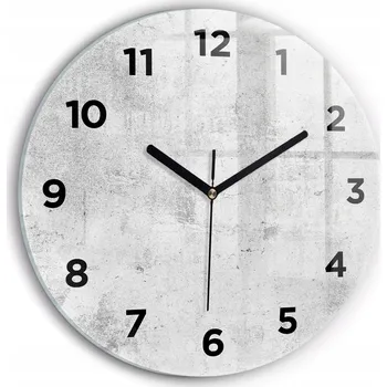 Hodiny Moderní skleněné nástěnné hodiny s potiskem Betonová zeď kulatý průměr 30 cm