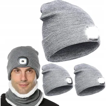 Čepice Zimní čepice s LED svítilnou, zateplená, černá, USB, sportovní, univerzální