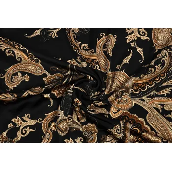 Umělé hedvábí / Silky kašmírový vzor na černé