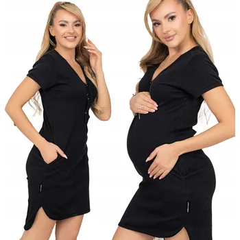 Dámská noční košile FORMOMMY NOČNÍ KOŠILE S ŽEBROVANÝM TĚHOTENSKÝM PYŽAMEM PRO POROD PŘI KOJENÍ 4XL