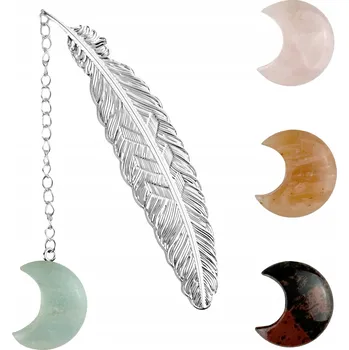 Doplněk ke knize Kovová záložka do knihy Měsíc s PŘÍRODNÍM kamenem Amazonit stříbrná