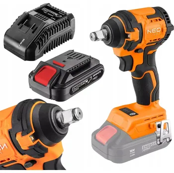 NEO Aku Rázový utahovák bezkartáčový 350 Nm 1/2" + Akumulátor 2 Ah + Nabíječka