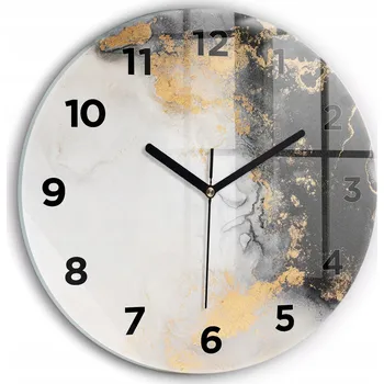 Hodiny Minimalistické Čtvercové Skleněné Nástěnné Hodiny Umělecký mramor fi30 cm