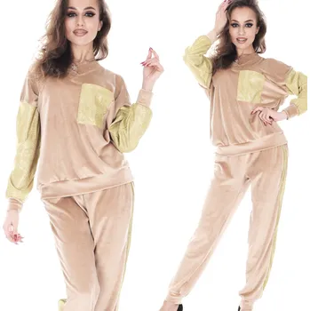 Orirose komfortní dámská tepláková souprava z VELURU – kalhoty + mikina M 38/40