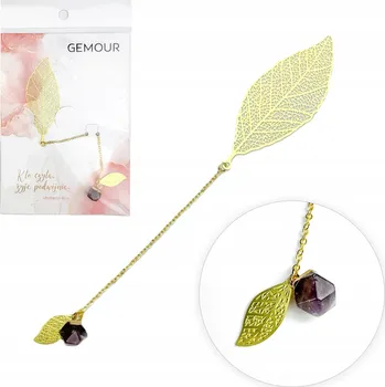 Doplněk ke knize Záložka do knihy Ozdobná Elegantní Kovová jako dárek Vavřín a Ametyst