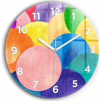 Hodiny Moderní skleněné nástěnné hodiny Abstraktní kruhy bílé ručičky průměr 60 cm