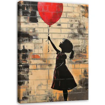 Obraz OBRAZ ABSTRAKCE BANKSY DÍVKA DO OBÝVÁKU LOŽNICE NA PLÁTNĚ 100x70