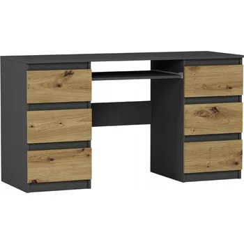 Psací stůl Obdélníkový psací stůl Framire 140 x 50 x 77 cm antracit, dub artisan