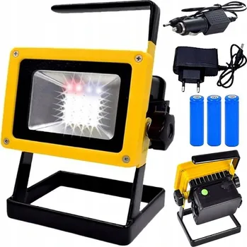 HALOGEN LED PRACOVNÍ STAVEBNÍ AKUMULÁTOROVÝ 30W PŘENOSNÝ SILNÝ SVĚTLÝ KABEL Černý