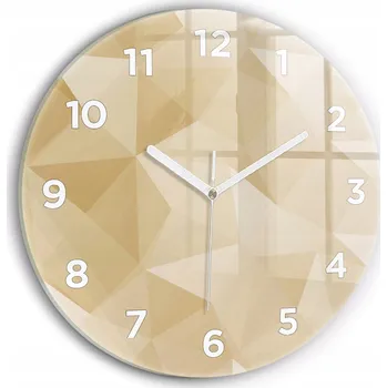 Hodiny Moderní skleněné nástěnné hodiny Trojúhelníky abstrakce kulatý průměr 30 cm