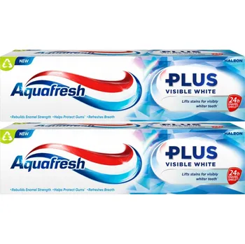 Dentální hygiena Aquafresh Plus Visible White Zubní pasta s fluoridem 75 ml x2 (Dvojbalení)
