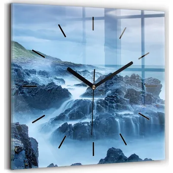 Hodiny Minimalistické Čtvercové Skleněné Hodiny Nástěnné Maják 30x30 cm