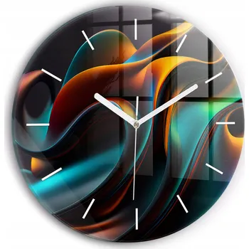 Hodiny Ozdobné nástěnné hodiny s krásnou grafikou: Futuristická vlna, kulatý, průměr 30 cm
