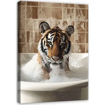 Obraz OBRAZ TYGR (Zvířata) NA PLÁTNĚ DO KOUPELNY, NA WC, 60x40 cm