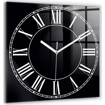 Hodiny Moderní skleněné nástěnné hodiny Černé římské číslice velké průměr 60 cm