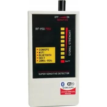 Bezpečnostní detektor DETEKTOR RF950PRO PRO ODHALOVÁNÍ ODPOUCHOVÁNÍ A GPS LOKÁTORŮ