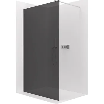 CERANO - Sprchová zástěna Walk-in Onyx Round L/P - 10 mm - kulatá vzpěra - chrom, grafitové sklo - 150x200 cm