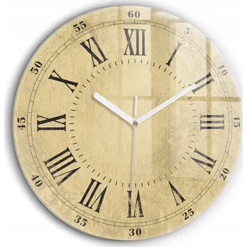 Hodiny Moderní skleněné foto hodiny na zeď Hnědé římské číslice průměr 60 cm