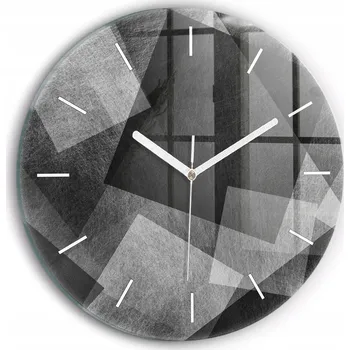 Hodiny Moderní skleněné hodiny s grafikou na zeď Abstrakce geometrická průměr 30 cm