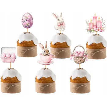 Party dekorace OZDOBA NA DORT Zápichy do dortu Velikonoce ZAJÍČEK VAJÍČKA dekorace 6 Ks 2