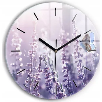 Hodiny Skleněné moderní foto nástěnné hodiny s plynoucím chodem ručiček Abstrakce průměr 30 cm