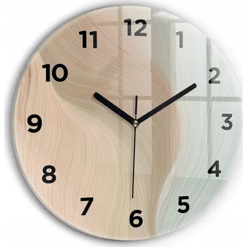 Hodiny Moderní skleněné nástěnné hodiny s potiskem Abstrakce vlny kulatý průměr 30 cm