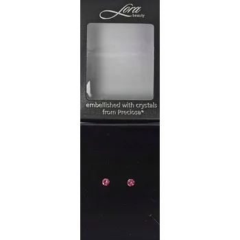 Náušnice LORA BEAUTY Náušnice s krystaly, kulaté RŮŽOVÉ - 2ks