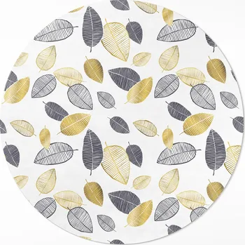 Koberec Kulatý Koberec z vinylového PVC ⌀ 140 cm Světlé a tmavé listy, módní vzor přírody