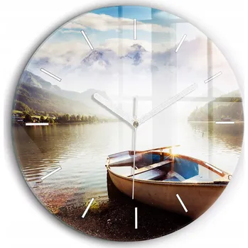 Hodiny Foto Hodiny Skleněné Nástěnné Do Moderních Interiérů Výhled na jezero ø60 cm