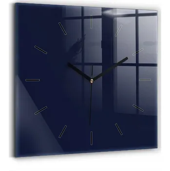 Hodiny Skleněné hodiny s potiskem Ozdobné nástěnné tmavě granátové 30x30 cm
