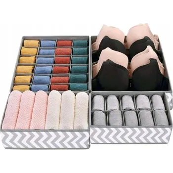 Organizér oblečení SET 4x ORGANIZÉR VLOŽKA DO ZÁSUVKY SKŘÍNĚ NA PRÁDLO PONOŽKY