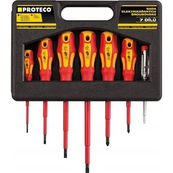 Vrták Šroubováky ploché, PZ izolované 7ks + zkoušečka Proteco