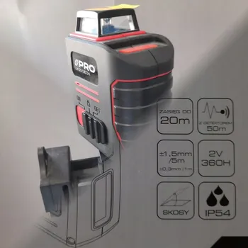 Měřící laser Křížový laser Pro LK-2V360H, dosah 20 m
