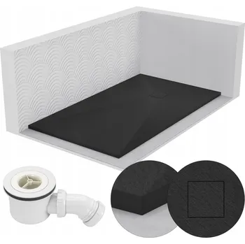 Sprchová vanička SPRCHOVÁ VANIČKA OBDÉLNÍKOVÁ 150x90 KAMENNÝ VZOR 2,6 CM ČERNÁ + SIFON