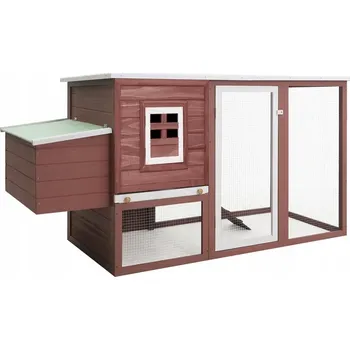 Kurník pro slepice s hnízdištěm, hnědý, dřevěný