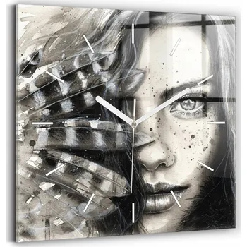 Obraz Minimalistický čtvercový nástěnný skleněný hodinový stroj Malovaný portrét 30 x 30 cm
