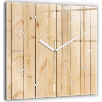 Hodiny Skleněné hodiny s potiskem Nástěnné tiché ručičky Kuchyně Dřevěná prkna